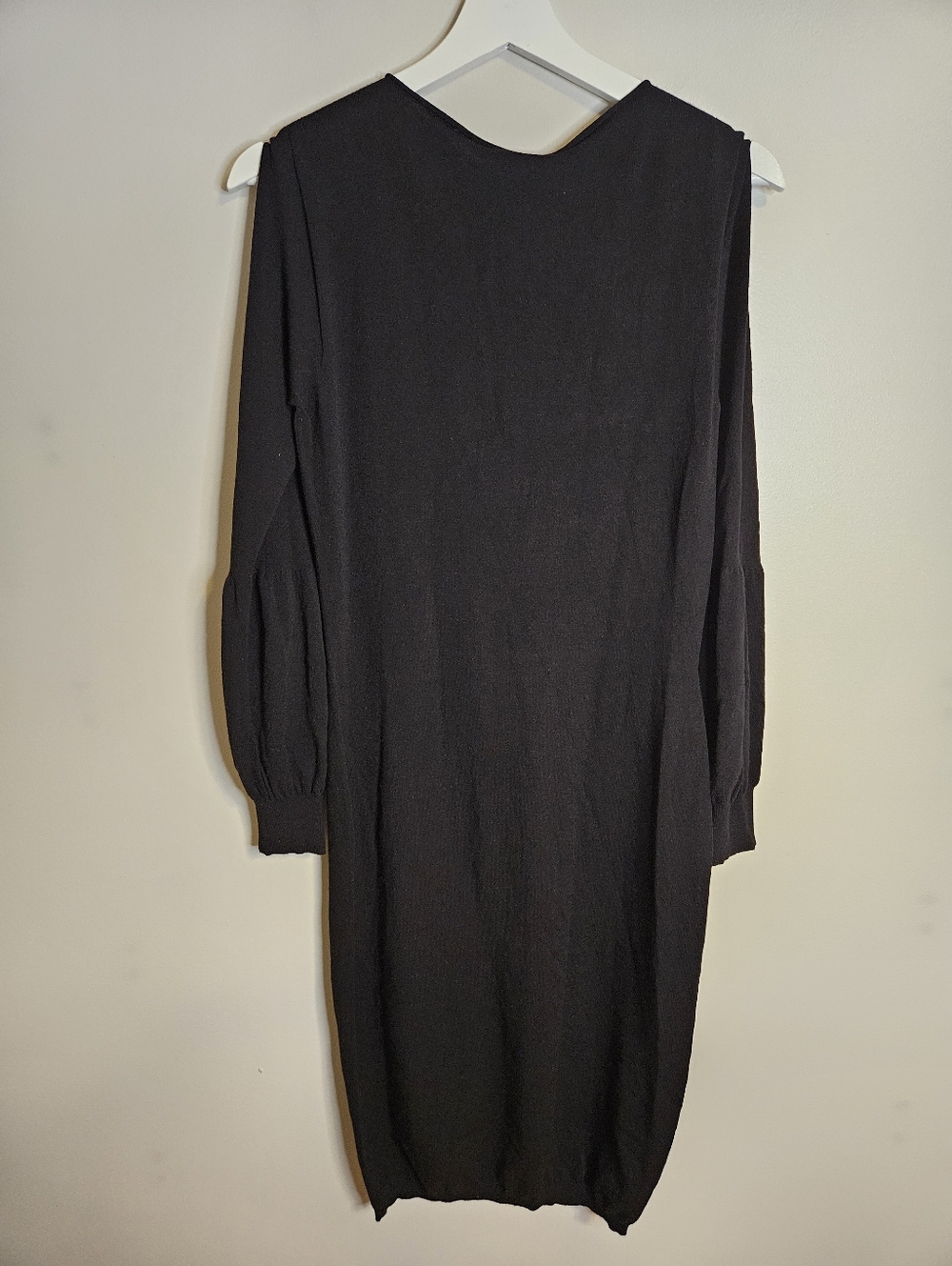 Twinset Milano Classic Black Long Sleeve Knit Midi Dress Split Sleeve NEW - Picture 4 of 10